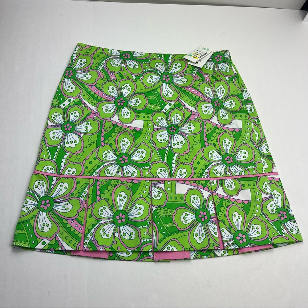 Island Republic Green Pink White Floral Skirt‎ Womens Size 8 Preppy Side Zip NEW